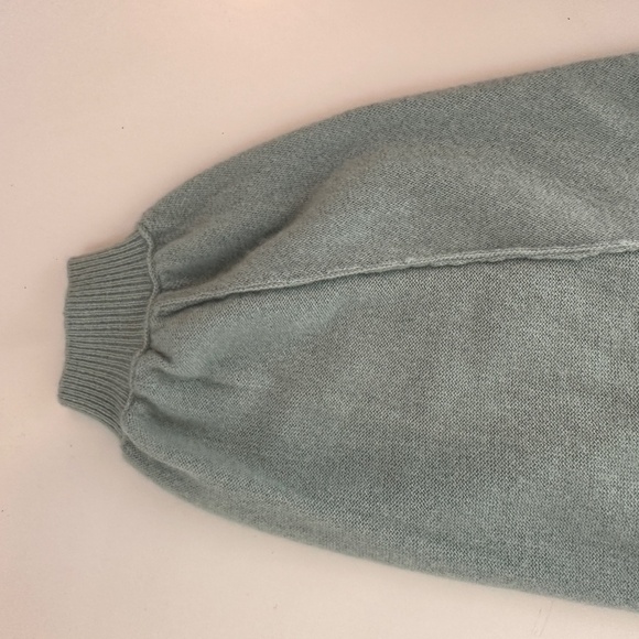 Free People Lost In Forest Mock Neck Ballon Sleeve Cropped Sweater Light Green S - Picture 10 of 13